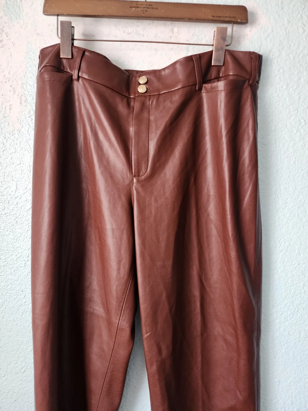 Chico's Brown Faux Leather Wide-Leg Trousers New Without Tags